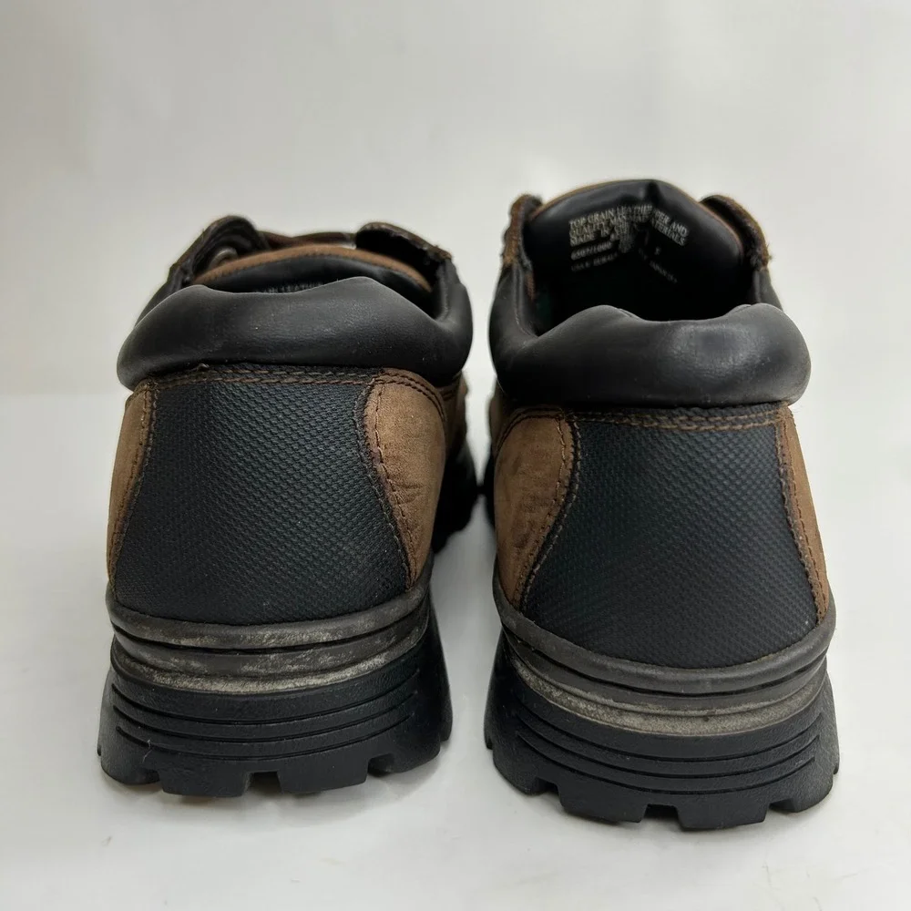 VTG Thom McAn Mens Brown Leather Moc Toe Lug Sole Shoes 8EEE 8W 6507/1000